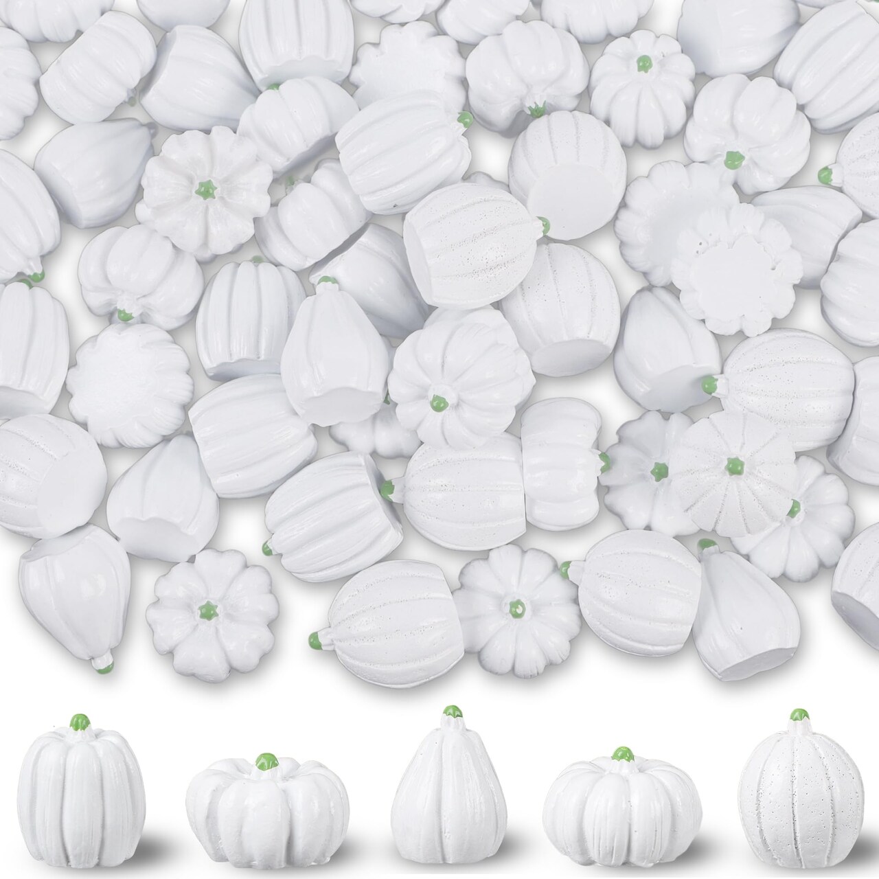 Mini Pumpkins Fall Decorations- 80 Pack Small Fake Pumpkins for Decorating, Thanksgiving Table Centerpieces, Autumn Harvest Home Office Decor, DIY Crafts, Vase Bowls Basket & Fillers (White)